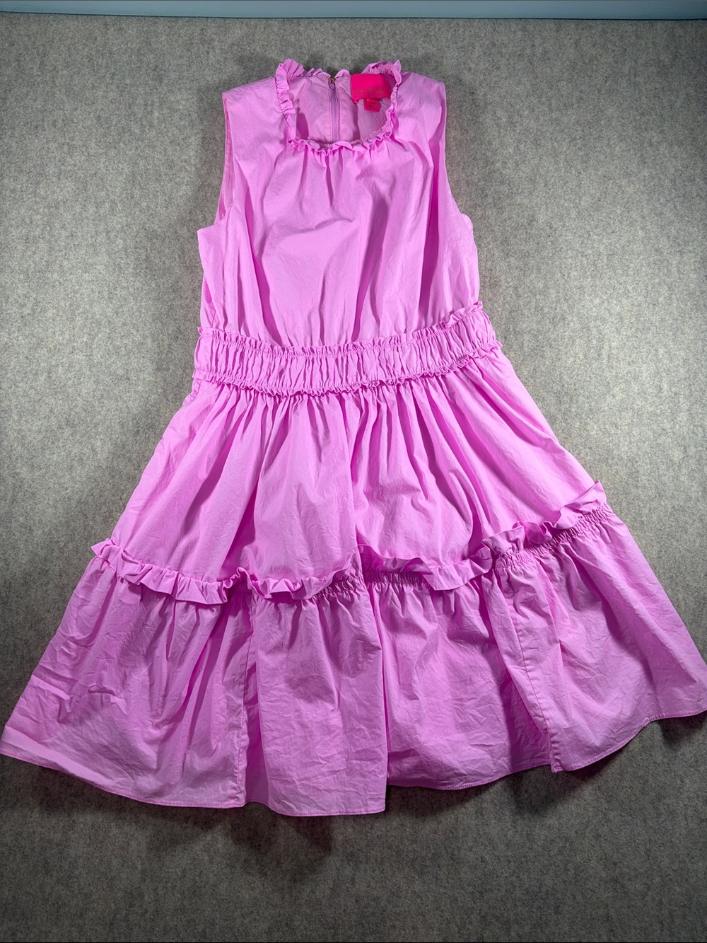 Lilly Pulitzer NWOT Elina Stretch Cotton Ruffle Dress Pink Lilac Rose 8 EUC